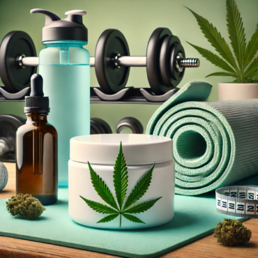 A calming and clean image representing post-workout recovery with cannabis products.