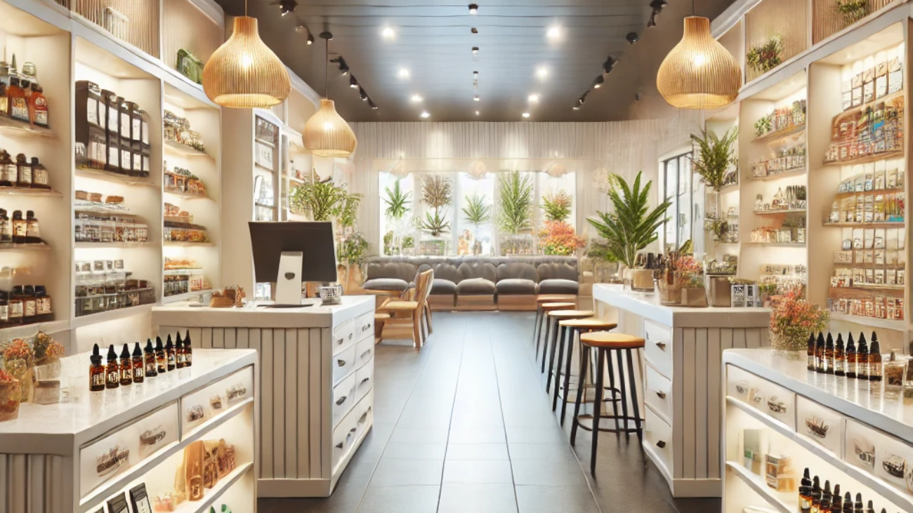 Modern and welcoming cannabis dispensary in Washington DC, featuring a professional interior design with a wide selection of products.