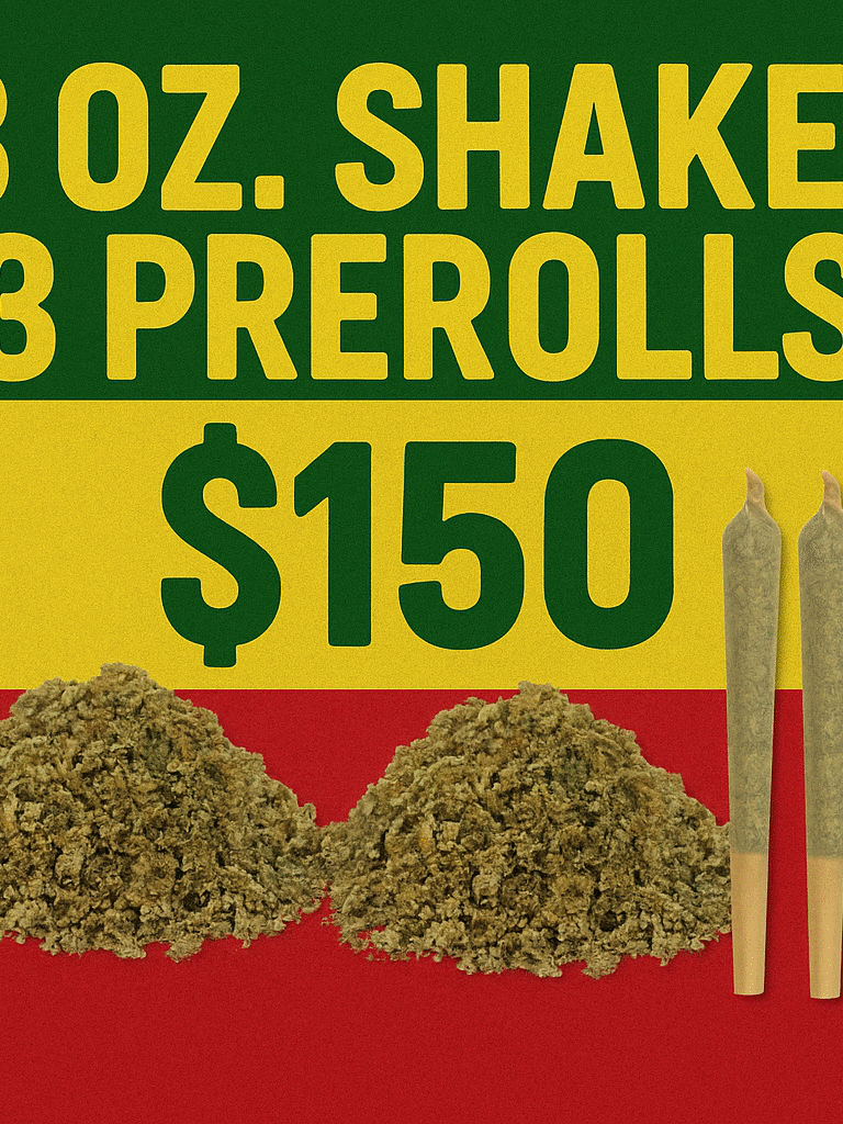 Cannabis shake and preroll deal with Rasta design