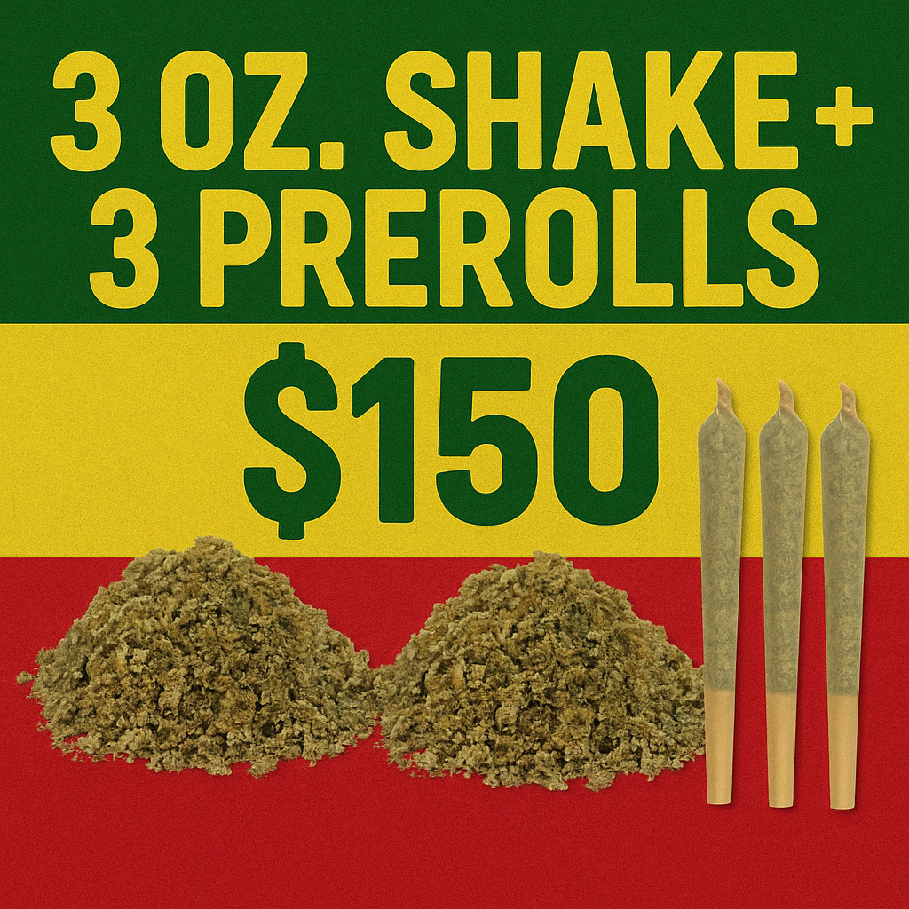 Cannabis shake and preroll deal with Rasta design