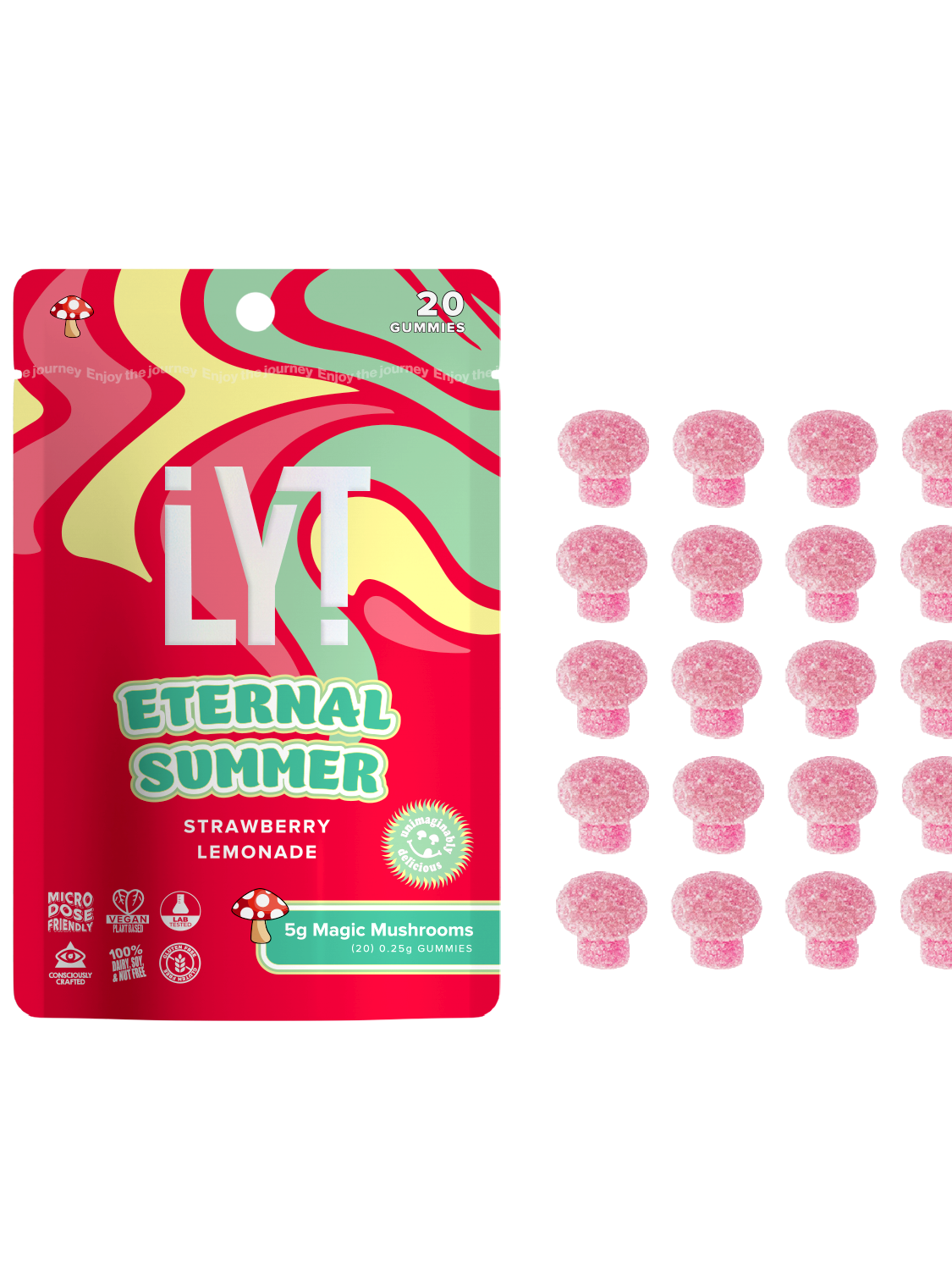 LYT 5G Magic Gummies Eternal Summer – Strawberry Lemonade Psilocybin Edibles with Pink Mushroom Gummies